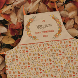 家族の名前感謝祭紅葉 エプロン