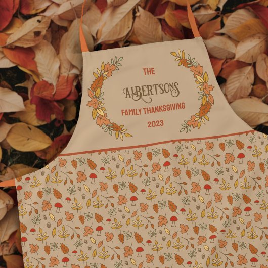 家族の名前感謝祭紅葉 エプロン