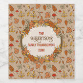 家族の名前感謝祭紅葉 ワインラベル (シングルラベル)