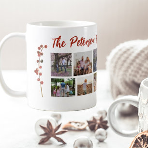 家族の名前10写真コラージメリークリスマス コーヒーマグカップ