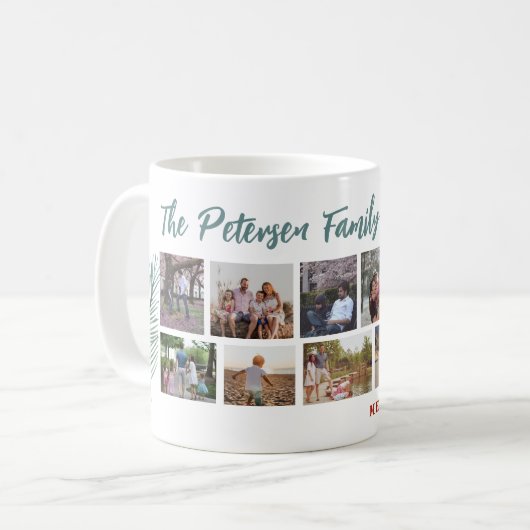 家族の名前10写真コラージメリークリスマス コーヒーマグカップ (正面左)