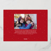 家族の名前2つの写真赤いクリスマス 箔シーズンカード (裏面)