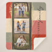 家族の名前3フォトコラージュ素朴抽象芸術 シェルパブランケット (正面)