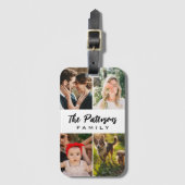 家族の名前4フォトコラージュモダンエレガントミニマル ラゲッジタグ (正面縦)