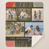 家族の名前5フォトコラージュ素朴抽象芸術 シェルパブランケット (正面)