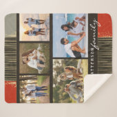 家族の名前5フォトコラージュ素朴抽象芸術 シェルパブランケット (正面(横))