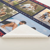 家族の名前5フォトコラージュ赤いプレイドモダン シェルパブランケット (3/4)