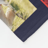 家族の名前5フォトコラージュ赤いプレイドモダン フリースブランケット (角)