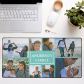 家族の名前8フォトコラージュティール（緑がかった色） デスクマット