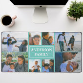 家族の名前8フォトコラージュティール（緑がかった色） デスクマット
