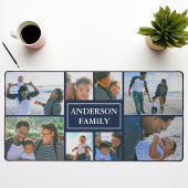 家族の名前8フォトコラージュNavy Blue デスクマット