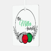 家族の名前Photo and Year Christmas Keepsake メタルオーナメント (正面左)