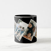 家族の名前photo collage on black ツートーンマグカップ (中央)