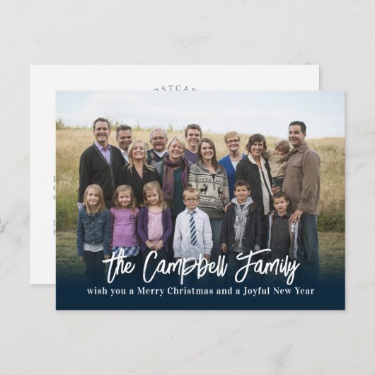 家族の喜びのクリスマスカード フォト ホリデー ポストカード (正面/裏面)