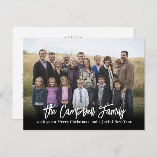 家族の喜びのクリスマスカード　写真　ホリデー ポストカード (正面/裏面)