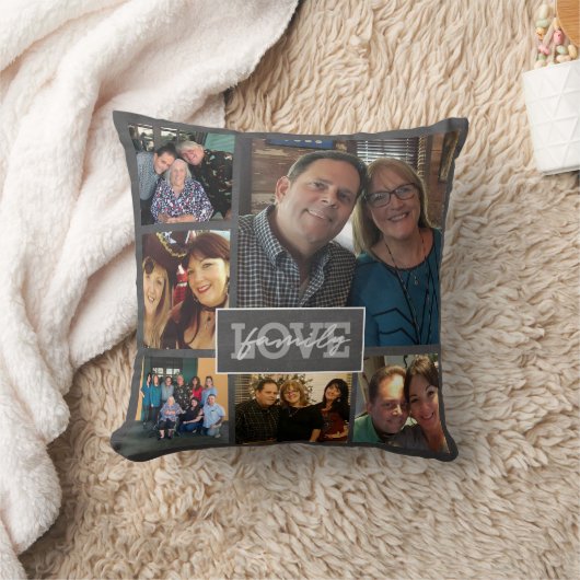 家族の喜びの写真の手教養がある黒板のトレンディー クッション (ブランケット)