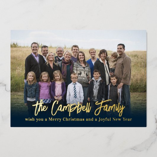 家族の喜びを伝えるホリデーカード クリスマスカード 箔シーズンカード (正面)