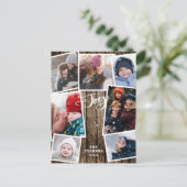 家族の喜び |雪&ヴィンテージウッド7フォトコラージュ シーズンポストカード (スタンド正面)