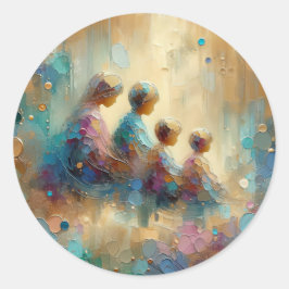 家族の団結アートステッカー ラウンドシール