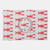 家族の夏のカスタム海鮮パーティー キッチンタオル (横)