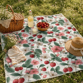 家族の夏のピクニック フラワーベリー フリースブランケット