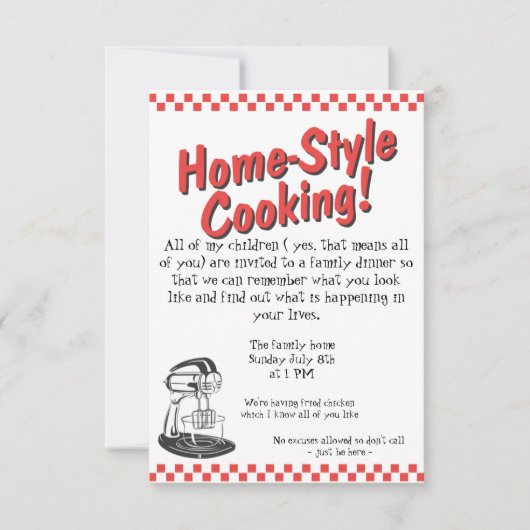 家族の夕食に招待状 招待状 (正面)