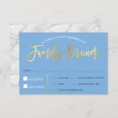 家族の夕食の出欠確認カード フォックスゴールド タイプ コーンフラワーブルー 出欠カード (正面/裏面)