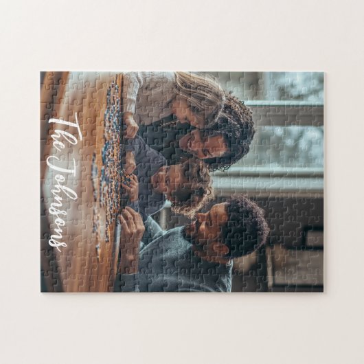 家族の夜のパーソナライズされた写真ギフト ジグソーパズル (横)