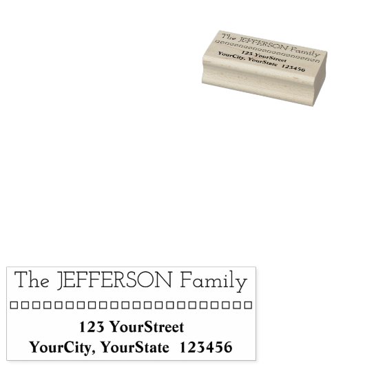 家族の姓と住所と正方形 ラバースタンプ (押印)