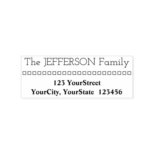 家族の姓と住所と正方形 ラバースタンプ (インプリント)