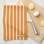 家族の姓カラフルストライプオレンジ キッチンタオル (四つ折り)