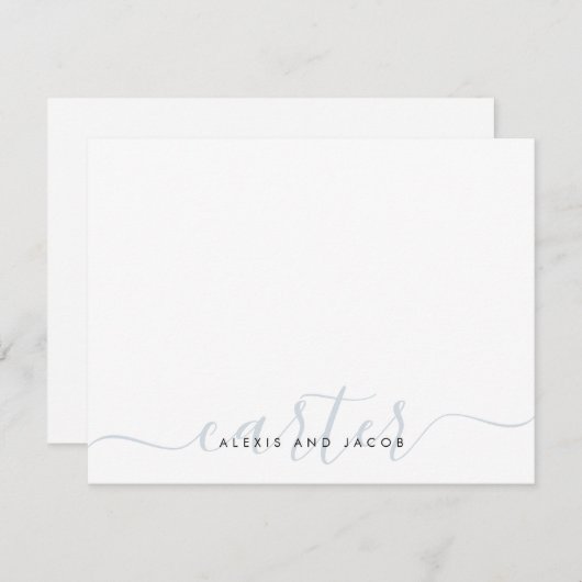 家族の姓結婚のライトシルバーグレー文字 ノートカード (正面/裏面)