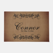 家族の姓 – Tan Burlap ドアマット (正面)