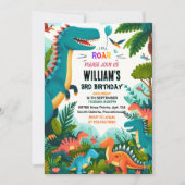 家族の子供かわいい男の子T 3 3レックス3日 招待状 (正面)