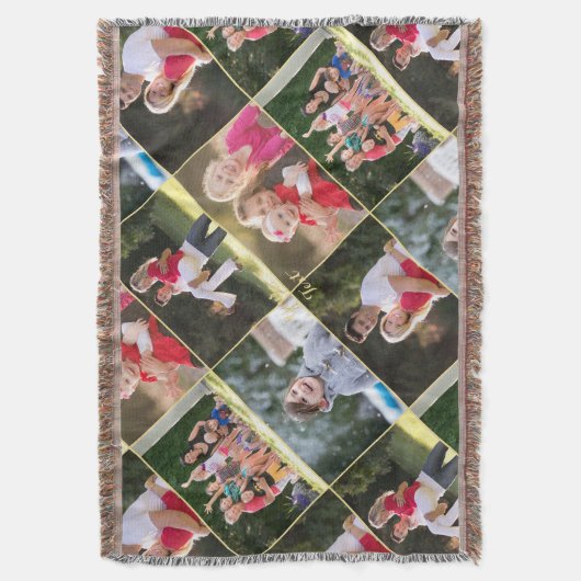 家族の子供のペット結婚の5つのフォトコラージュを作成 スローブランケット (正面縦)