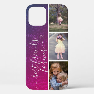 家族の子供フォトコラージュテンプレートピンクグラデーションかわいい iPhone 12ケース