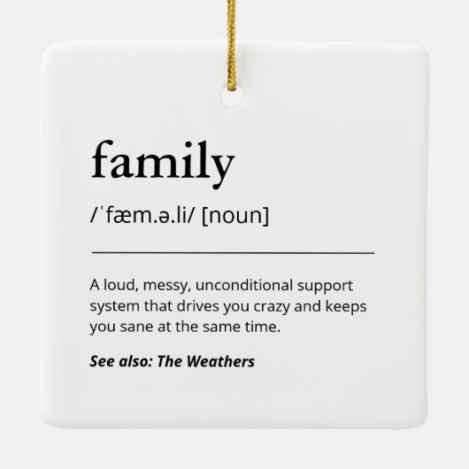 家族の定義クリスマスデコーキープサキーホリデー セラミックオーナメント (裏面)