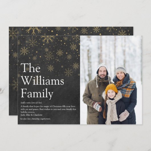 家族の定義Chalkboardクリスマスフォト シーズンカード (正面/裏面)