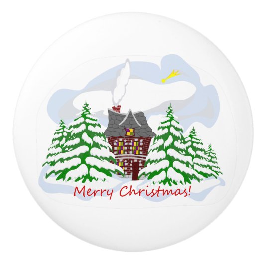 家族の家にやってくるクリスマス セラミックノブ (正面)