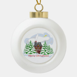 家族の家にやってくるクリスマス セラミックボールオーナメント