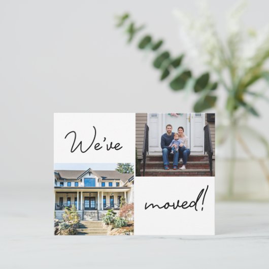 家族の家の写真を移カスタム動しました新しいアドレス ポストカード (スタンド正面)
