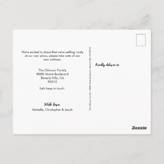 家族の家の写真を移カスタム動しました新しいアドレス ポストカード (裏面)