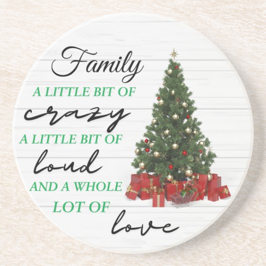 家族の小さな熱狂する愛のクリスマス コースター (正面)