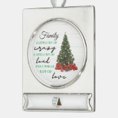 家族の小さな熱狂する愛のクリスマス シルバープレートバナーオーナメント (左)
