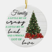 家族の小さな熱狂する愛のクリスマス セラミックオーナメント (正面)