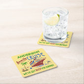 家族の巡航の休暇のおもしろいな船|の名前をカスタムする スクエアペーパーコースター (インサイチュ)