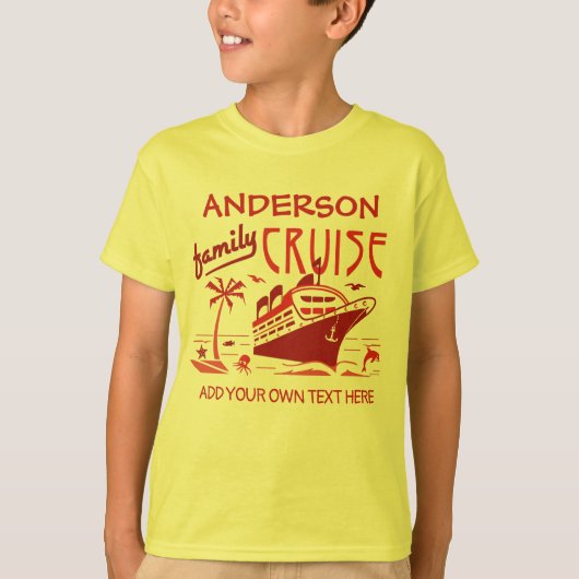 家族の巡航の休暇の船の名前をカスタムする + 文字V5 Tシャツ (正面)