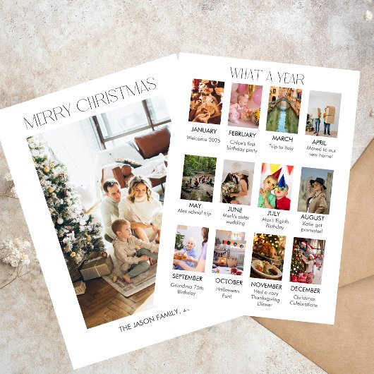 家族の年間の写真コラージュクリスマスカード 招待状