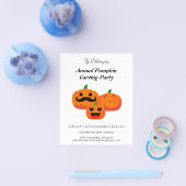 家族の年間カボチャのパーティー彫刻の招待 チラシ (シングル)