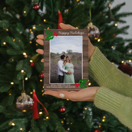 家族の幸せな休日クリスマス妊娠写真 シーズンカード